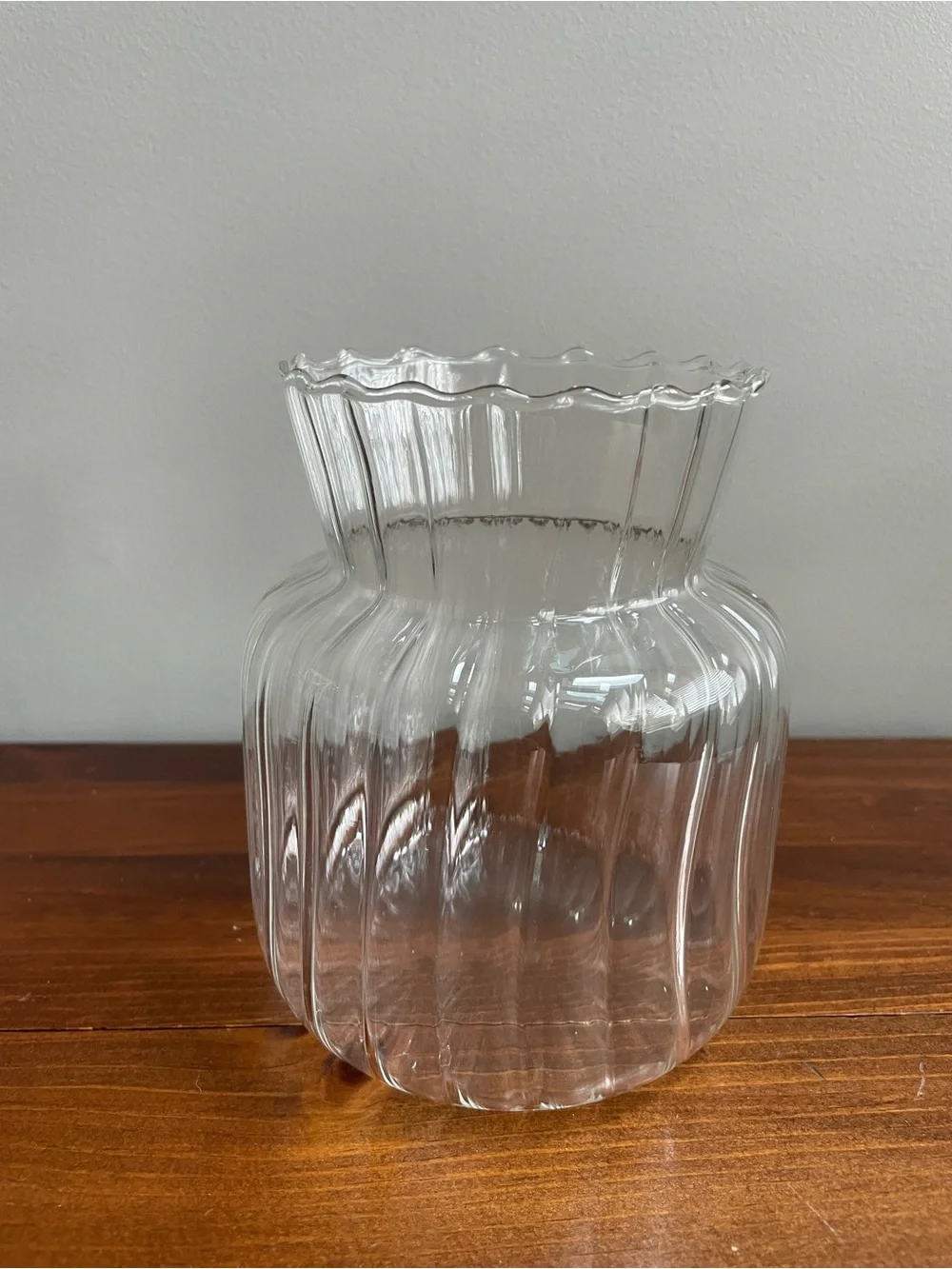 Clear Glass Ribbed Vase
